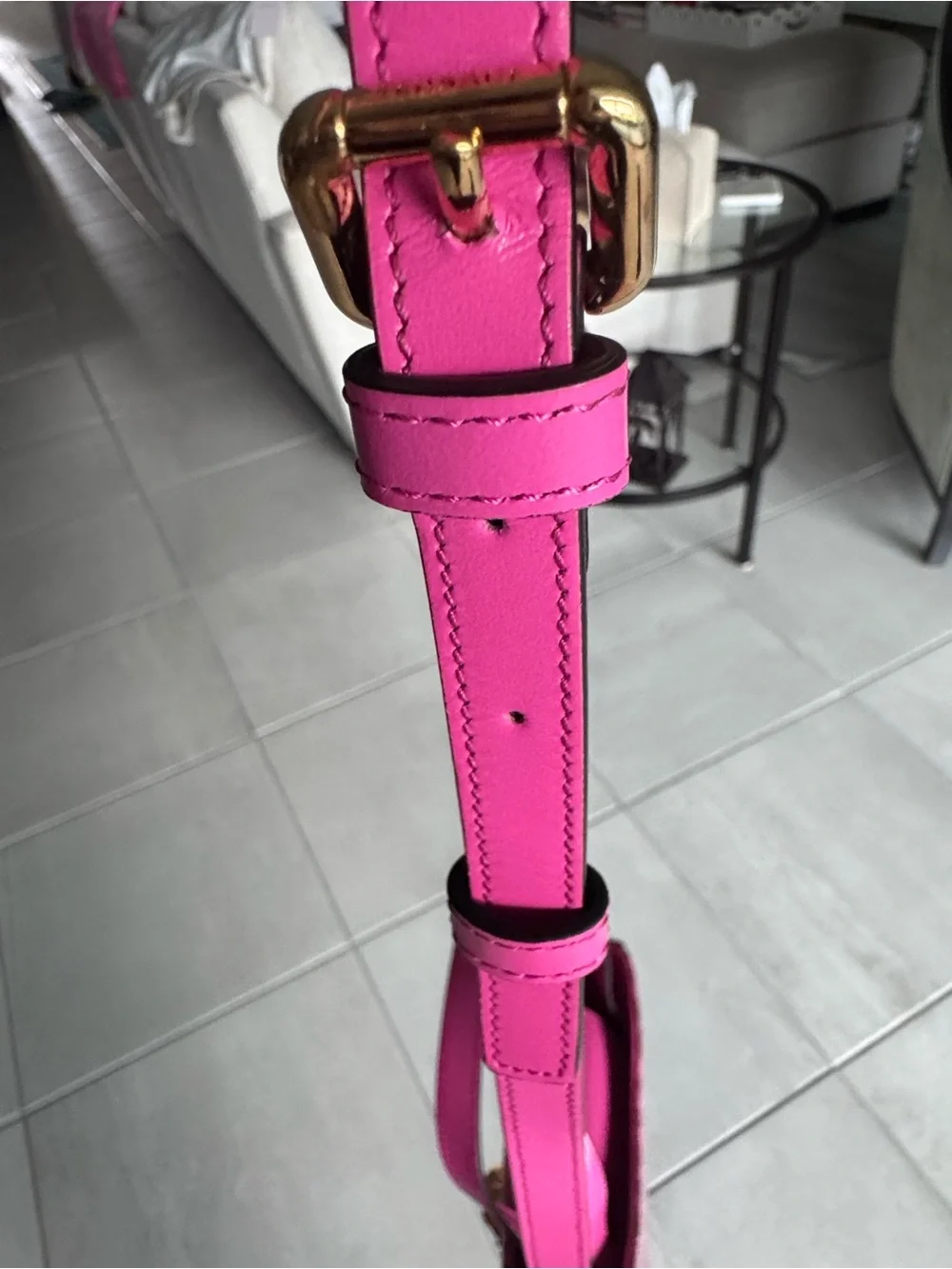 Versace Pink Glossy Tweed and Leather-Trim Two Way Bag with Gold Medusa EEEUC